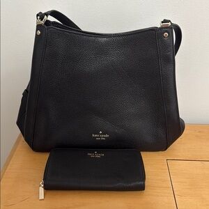 Kate Spade Black Shoulder Bag with Pebbled Leather